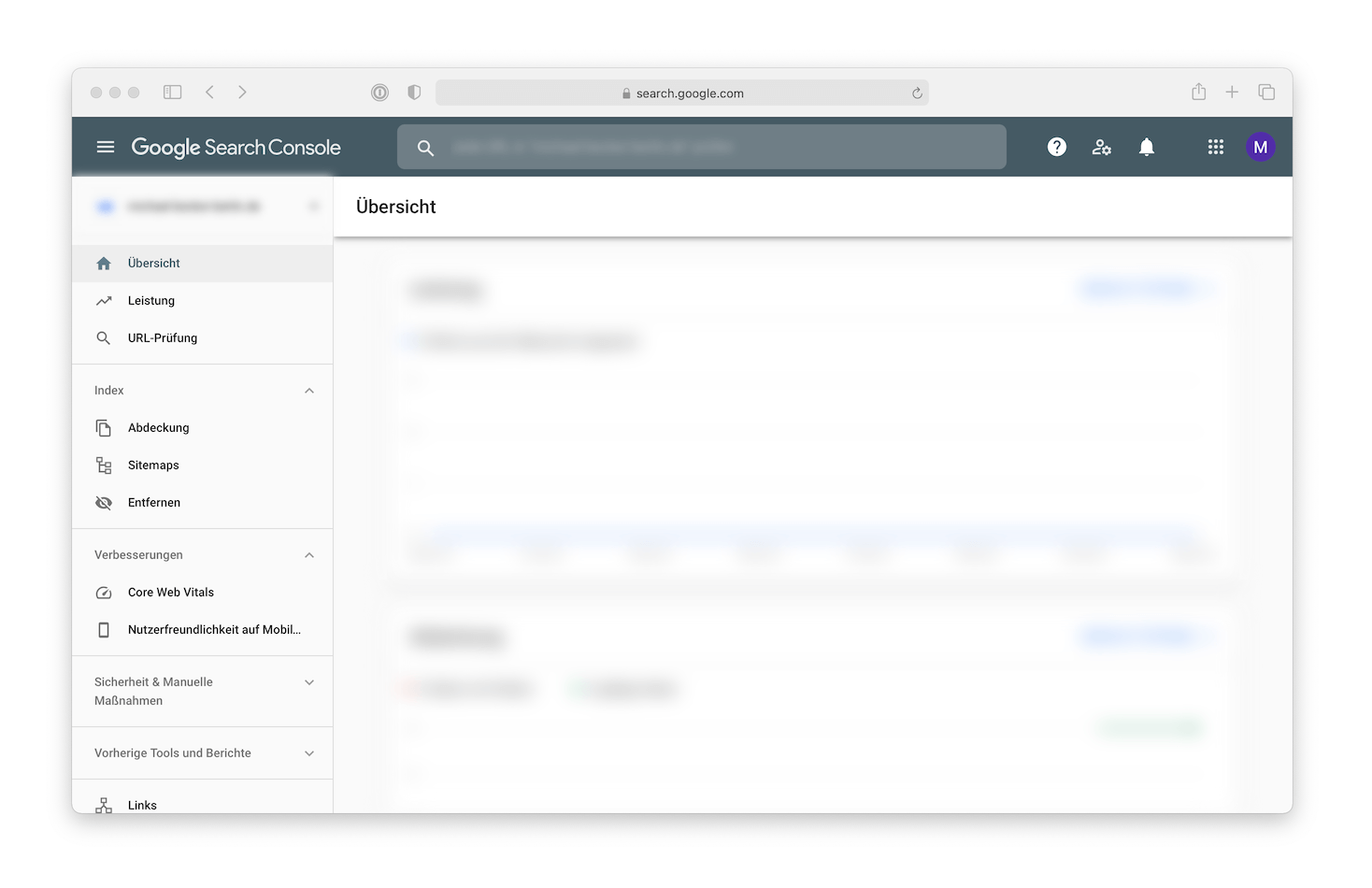 Screenshot Google Search Console Übersicht