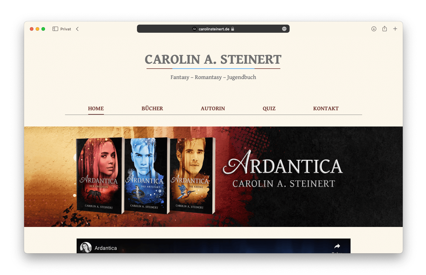 Screenshot from carolinsteinert.de website
