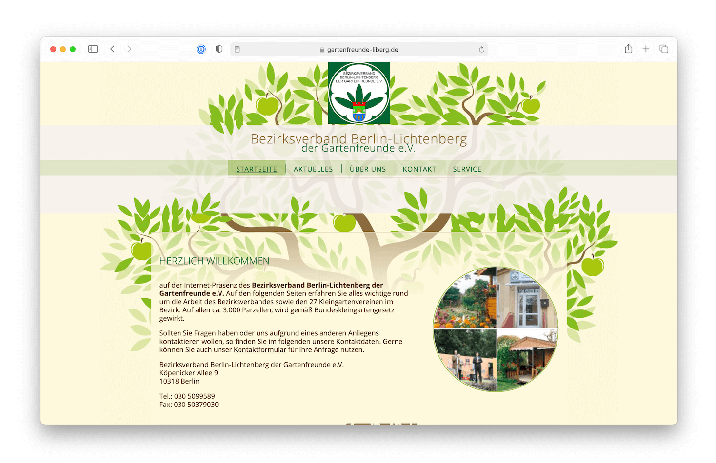 Screenshot of gartenfreunde-liberg.de website