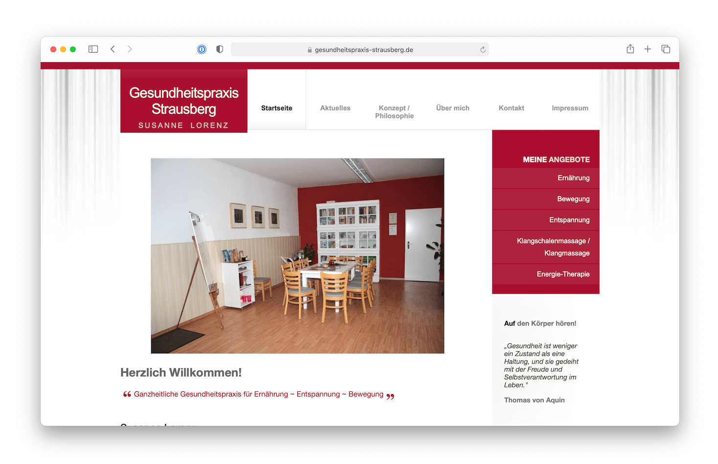 Screenshot of gesundheitspraxis-strausberg.de website