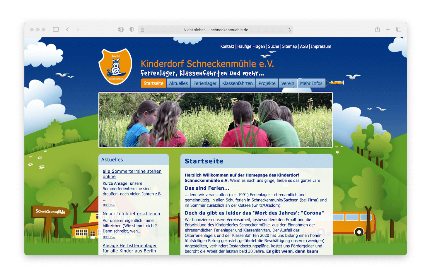 Screenshot of schneckenmuehle.de website