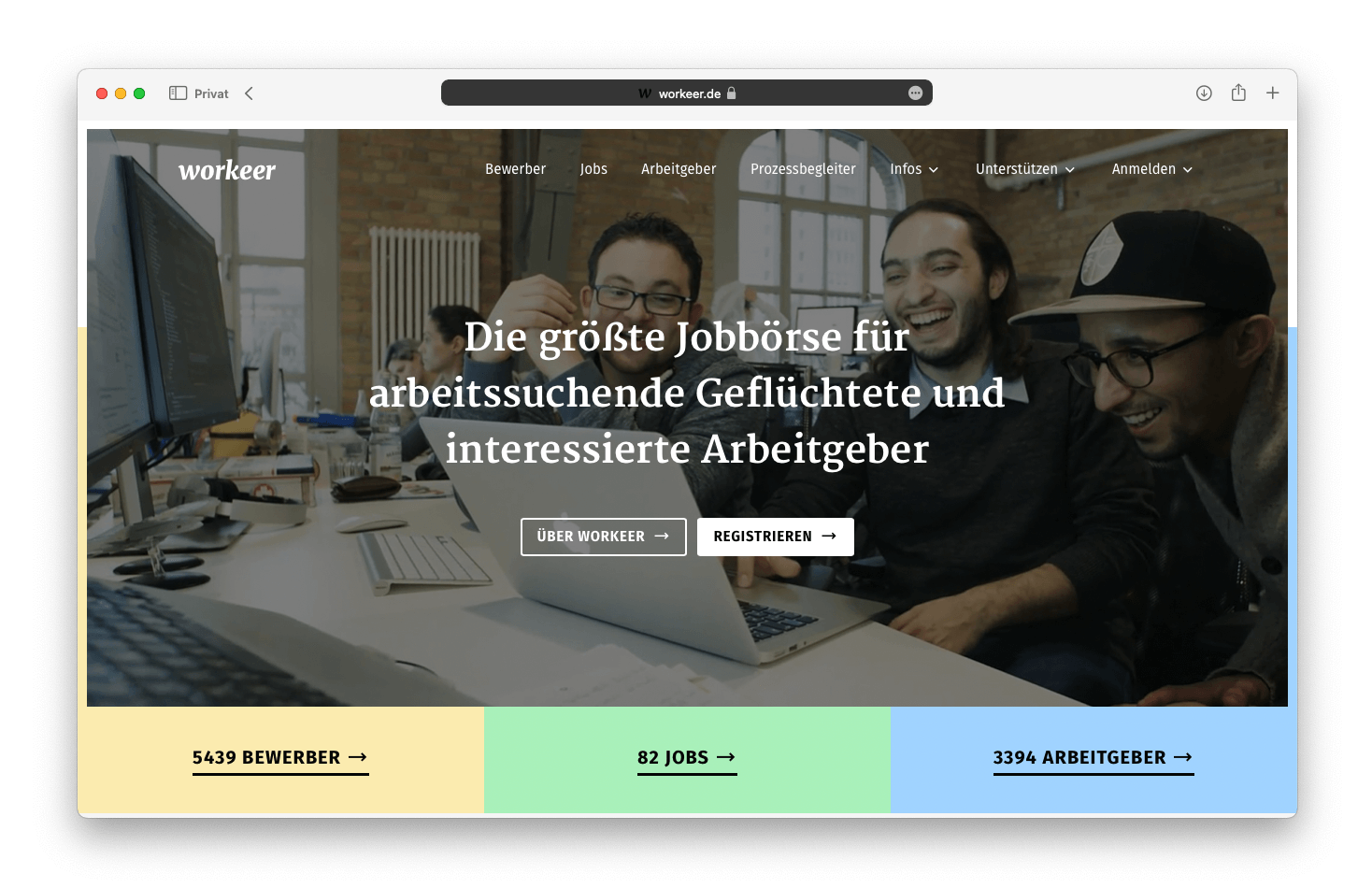Screenshot from workeer.de website